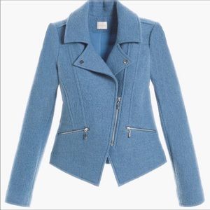 Sky Blue Wool Moto Jacket